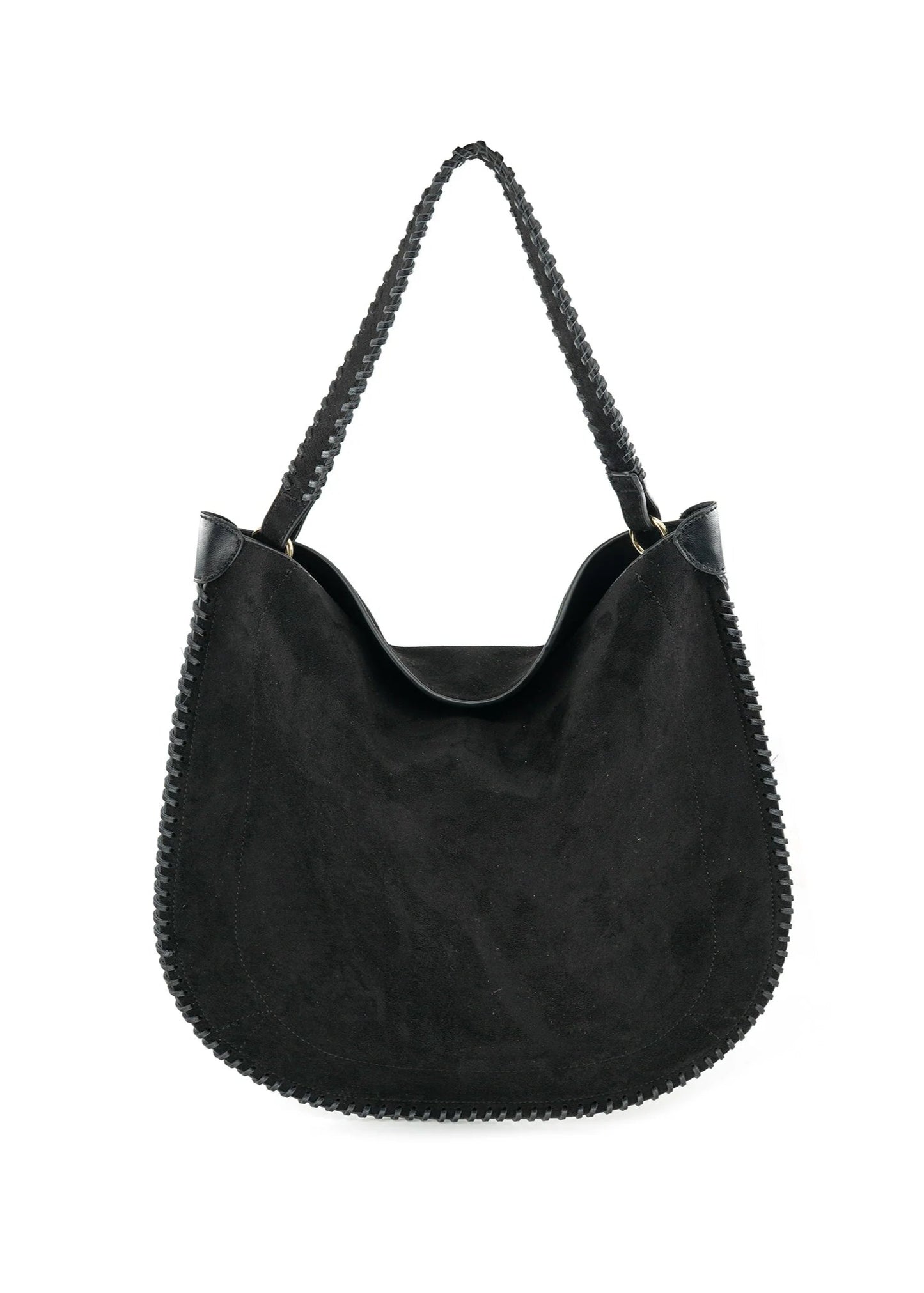 FAUX SUEDE SHOULDER BAG – VERSATILE BLACK BAG