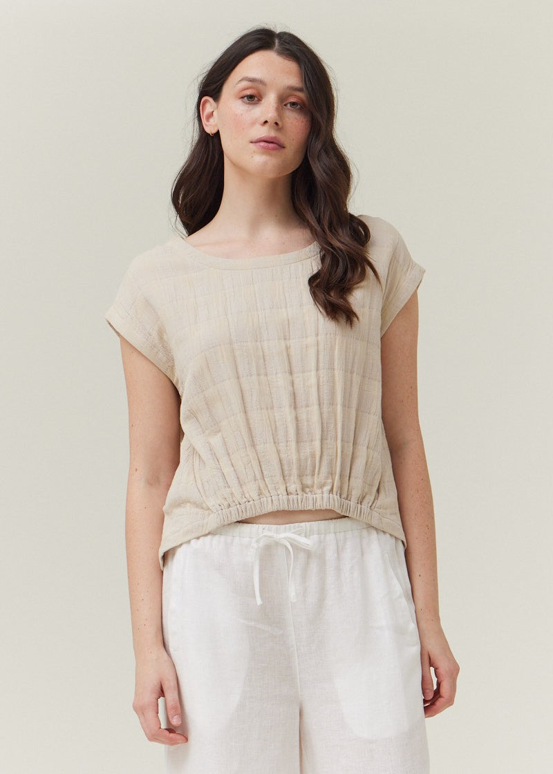 GRADE & GATHER GINGHAM GAUZE BLOUSE