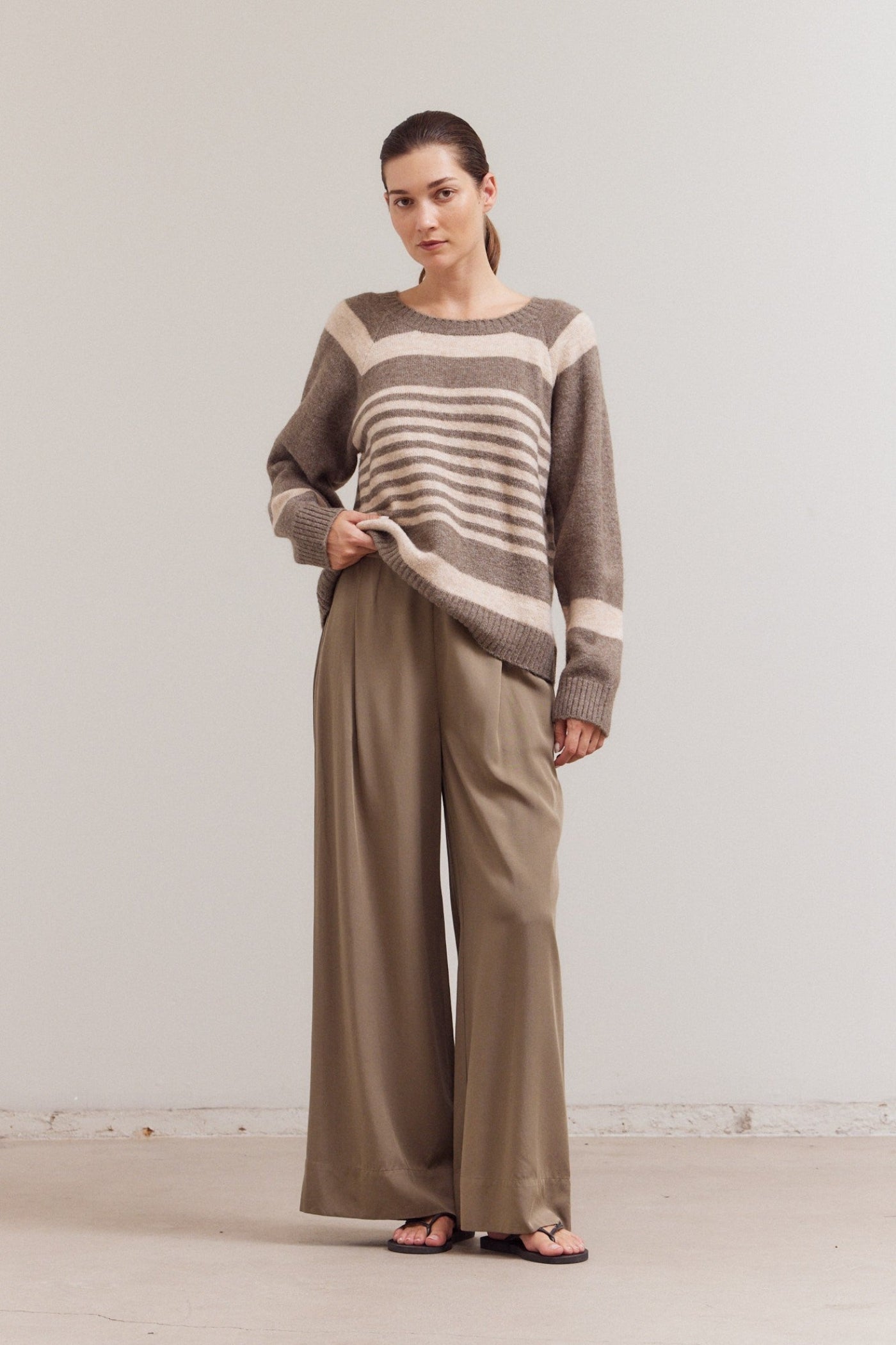 GRADE & GATHER WIDE LEG TENCEL PANTS