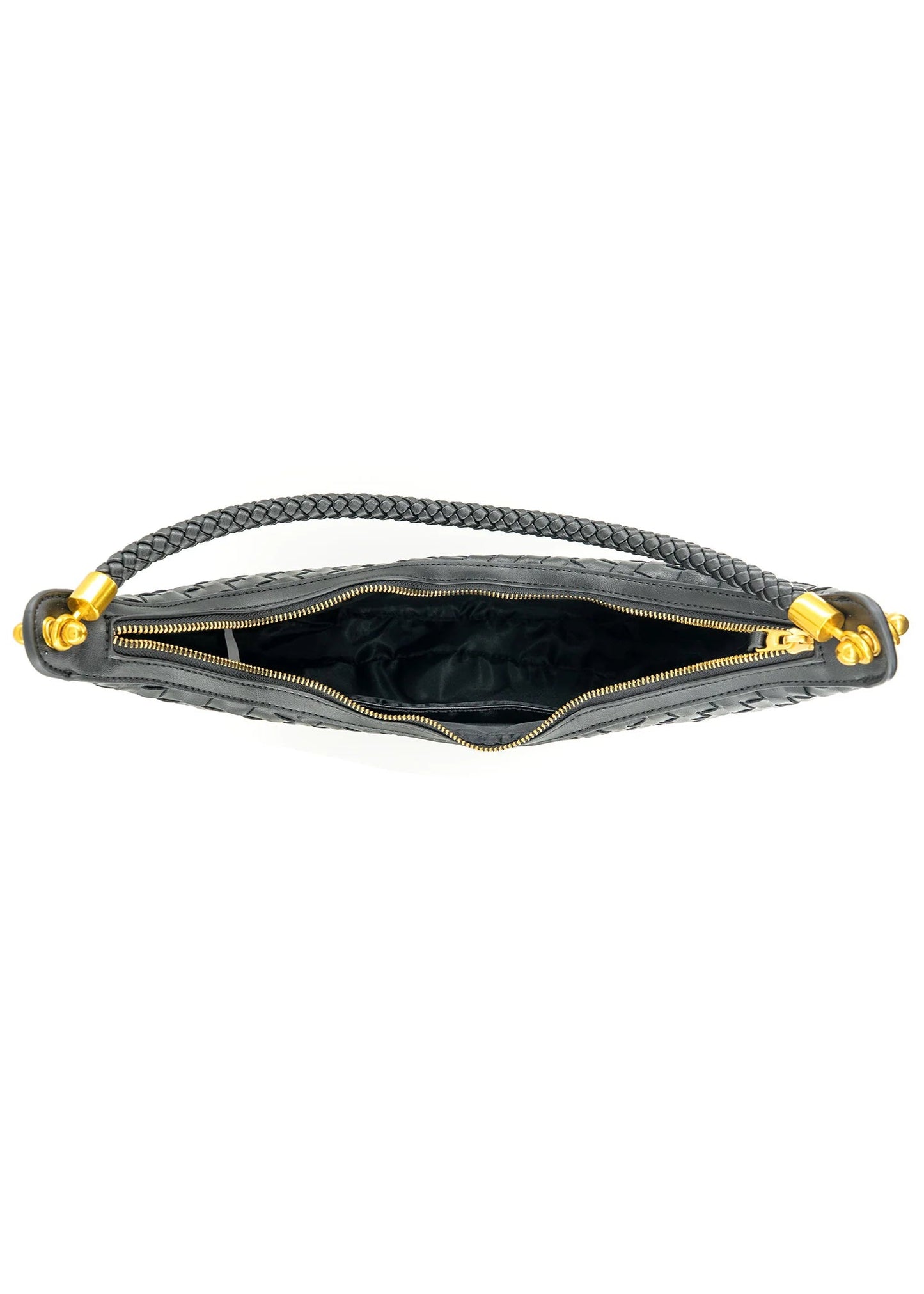 BC HANDBAG WOVEN BLACK CRESCENT BAG