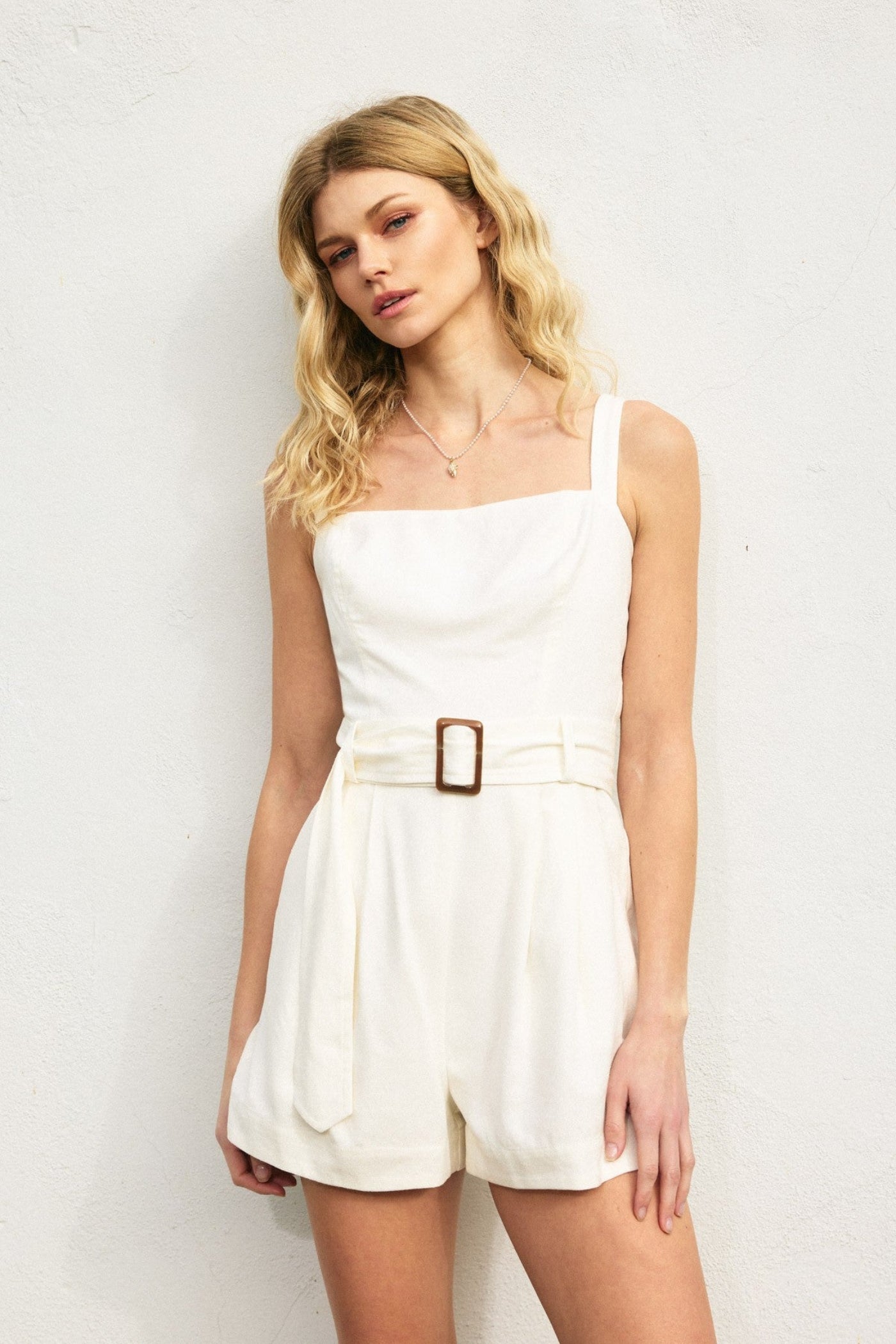 DRESS FORUM SQUARE NECK BUCKLED ROMPER – CLASSIC  BREEZY