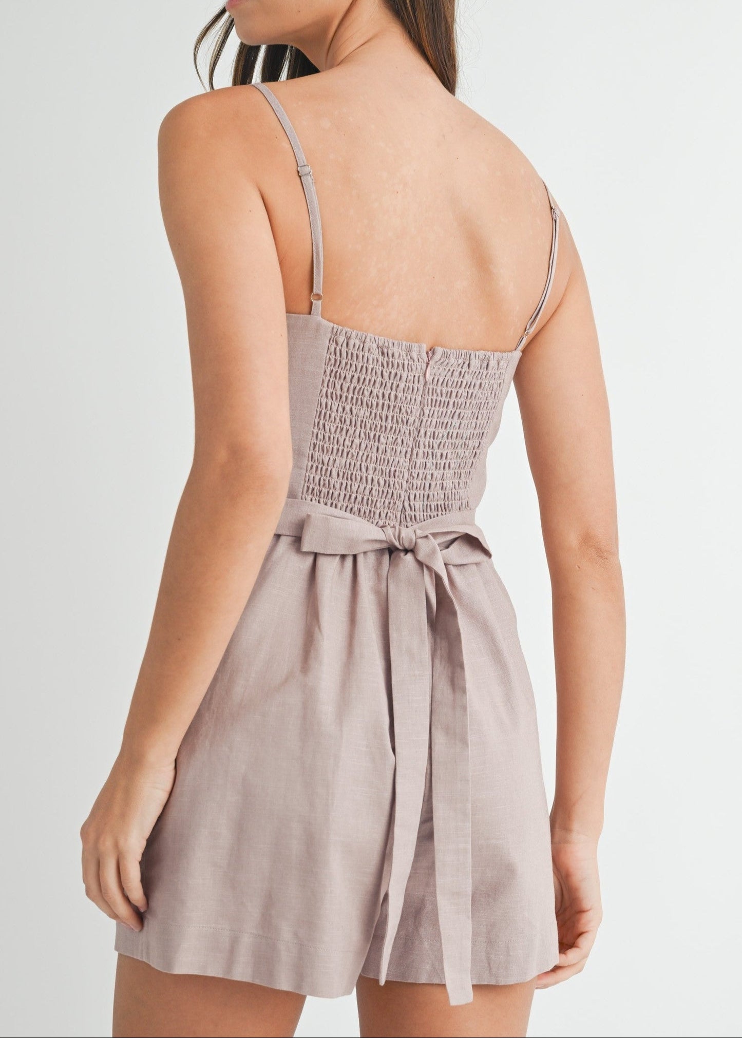 OLIVIA LINEN HIGH NECK ROMPER