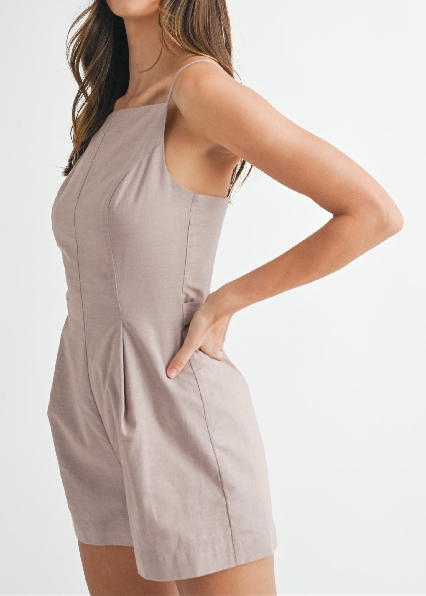 OLIVIA LINEN HIGH NECK ROMPER