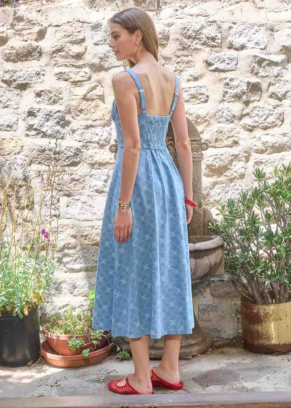 CASSANDRA DENIM MIDI DRESS