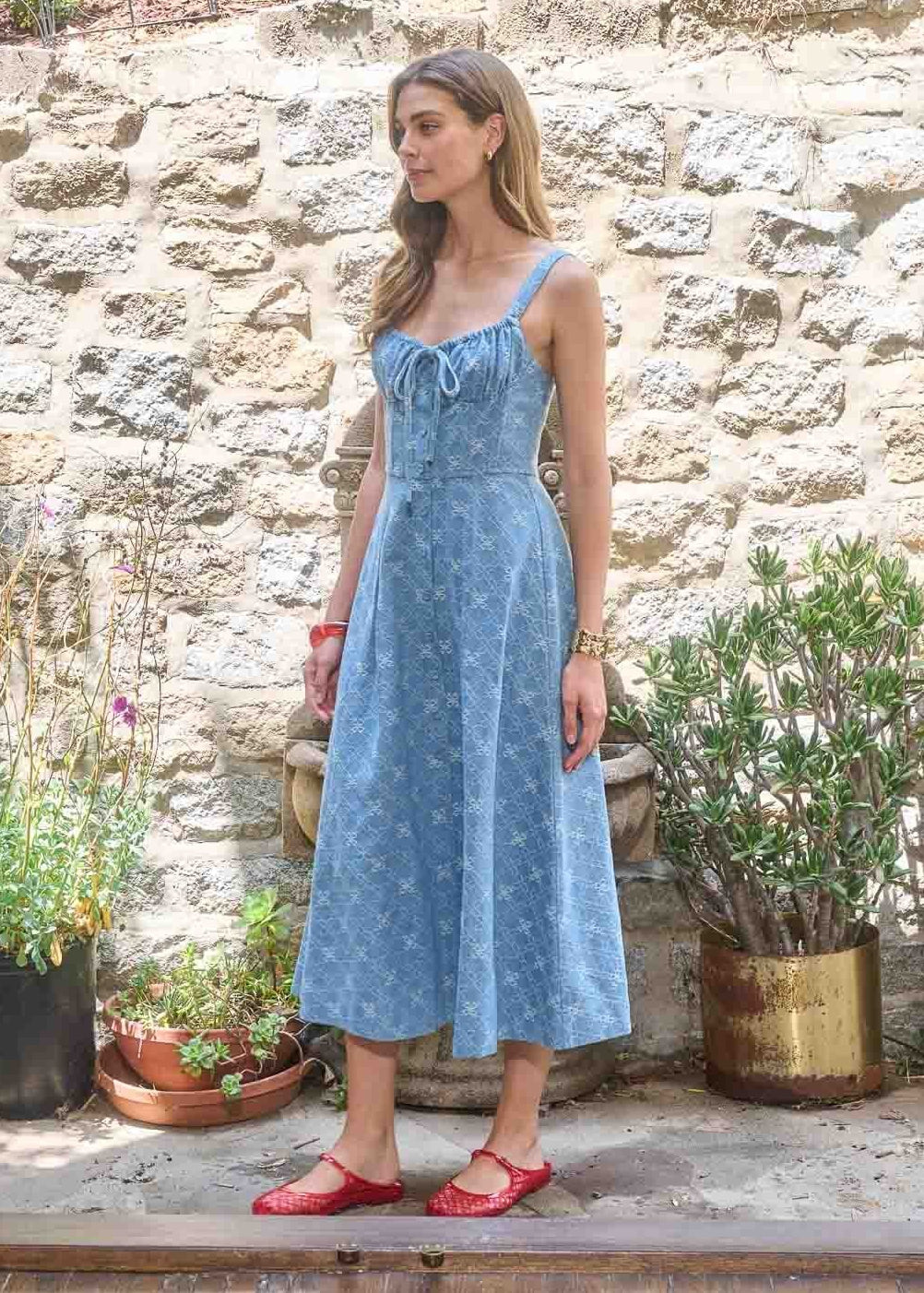 CASSANDRA DENIM MIDI DRESS