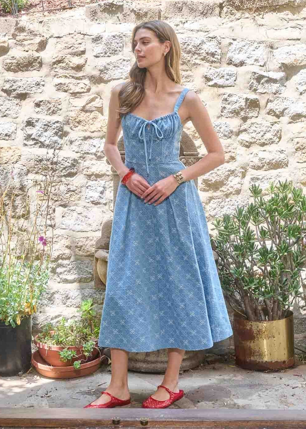 CASSANDRA DENIM MIDI DRESS