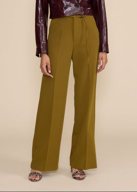 High-Waisted Olive Wide-Leg Trousers