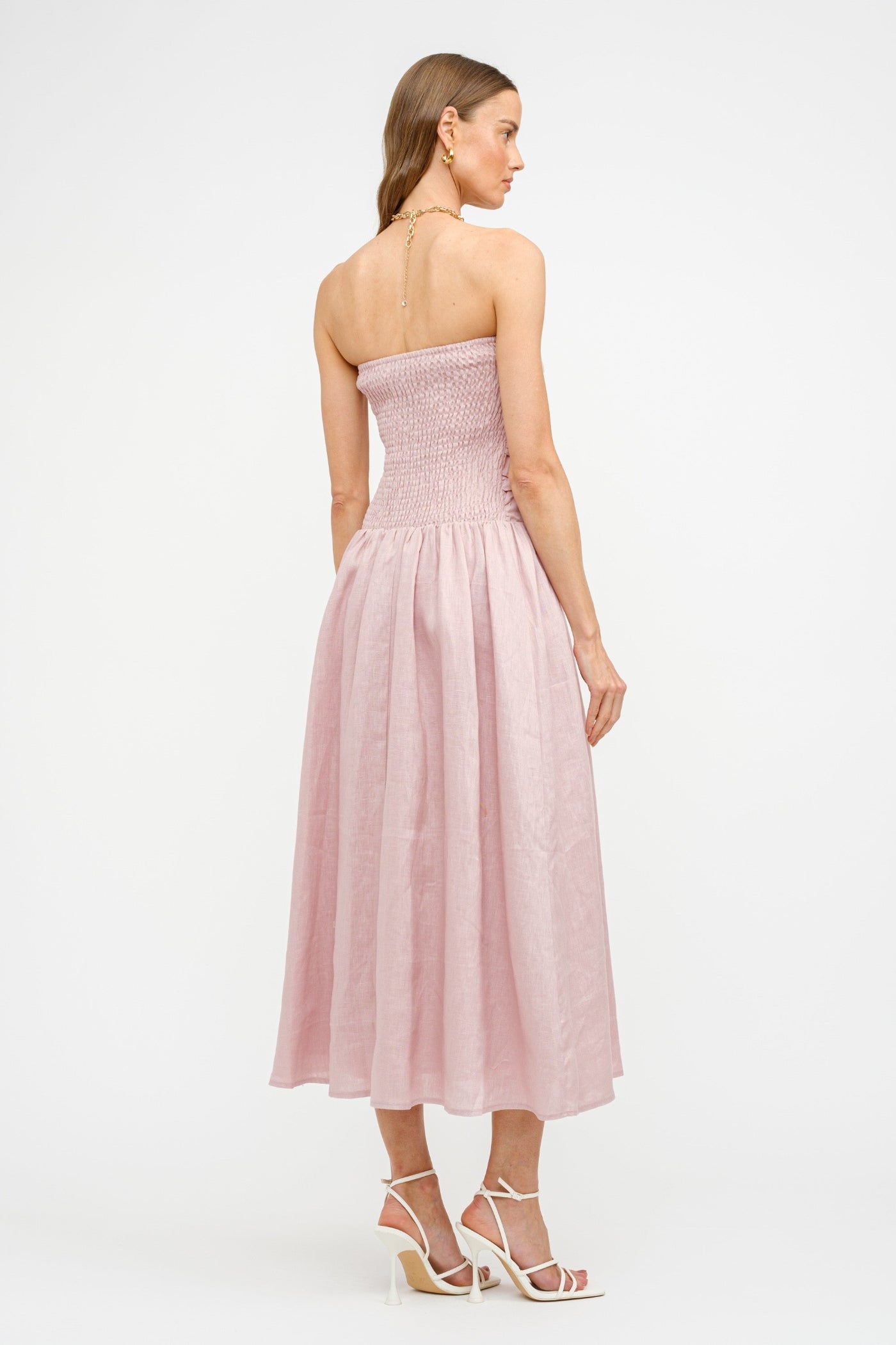 PENELOPE LINEN STRAPLESS MIDI DRESS