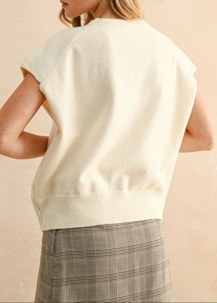 CREAM Loose Fit Short Sleeve Sweater Top
