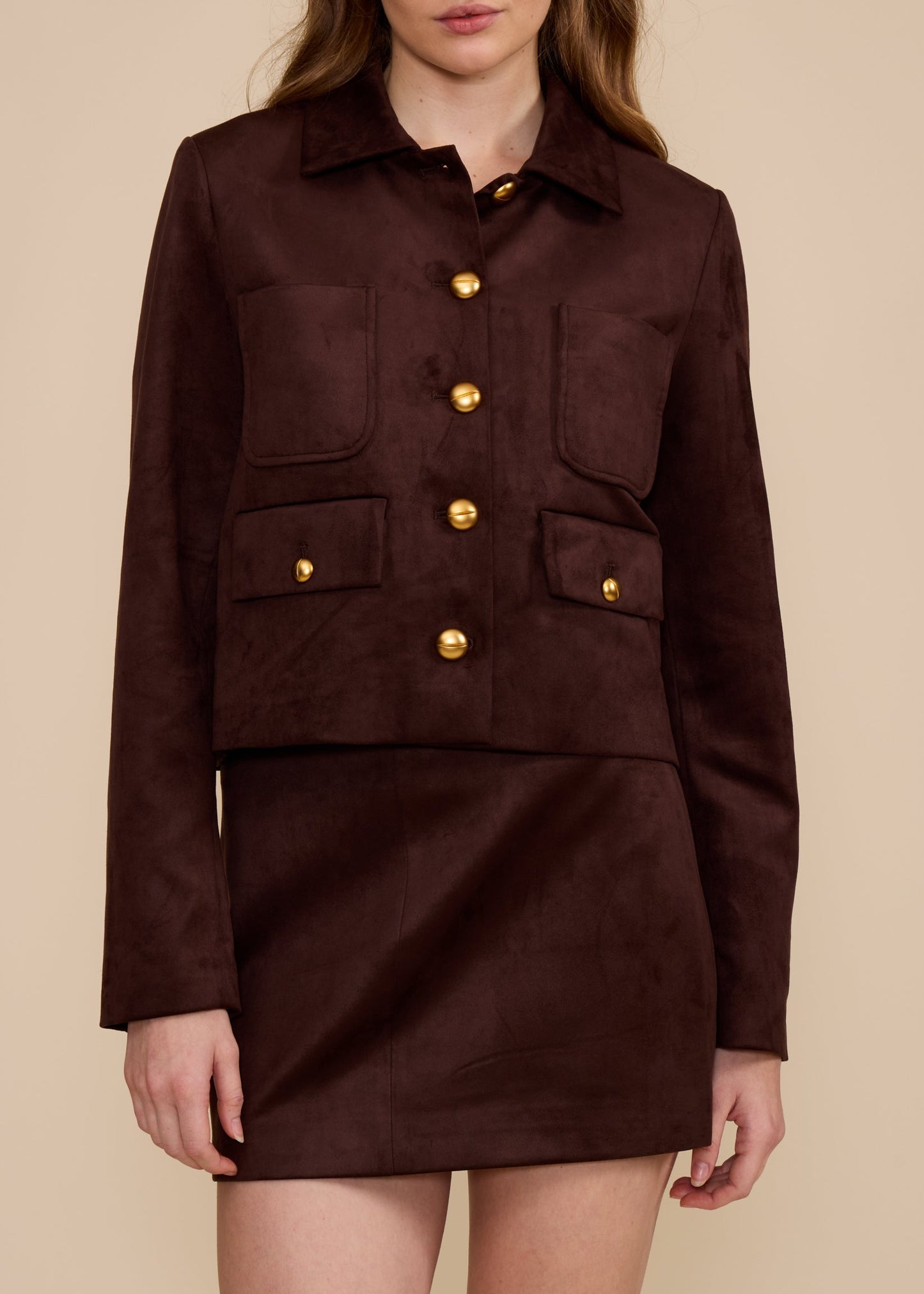 BROWN FAUX SUEDE JACKET